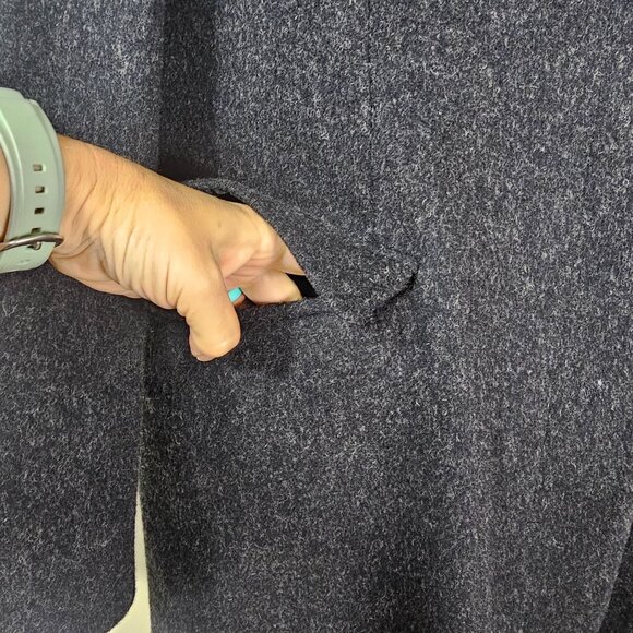 VTG Calvin Klein Merino Trench Coat Sz 14 Women Faux Fur Collar Quiet Luxury USA - Picture 4 of 13